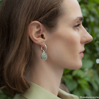 Серьги Fiore Luna, GREEN AVENTURINE